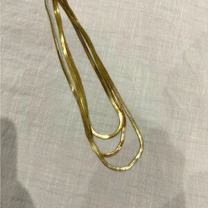 No Name 3 Strand Elegant Gold-Tone Necklace